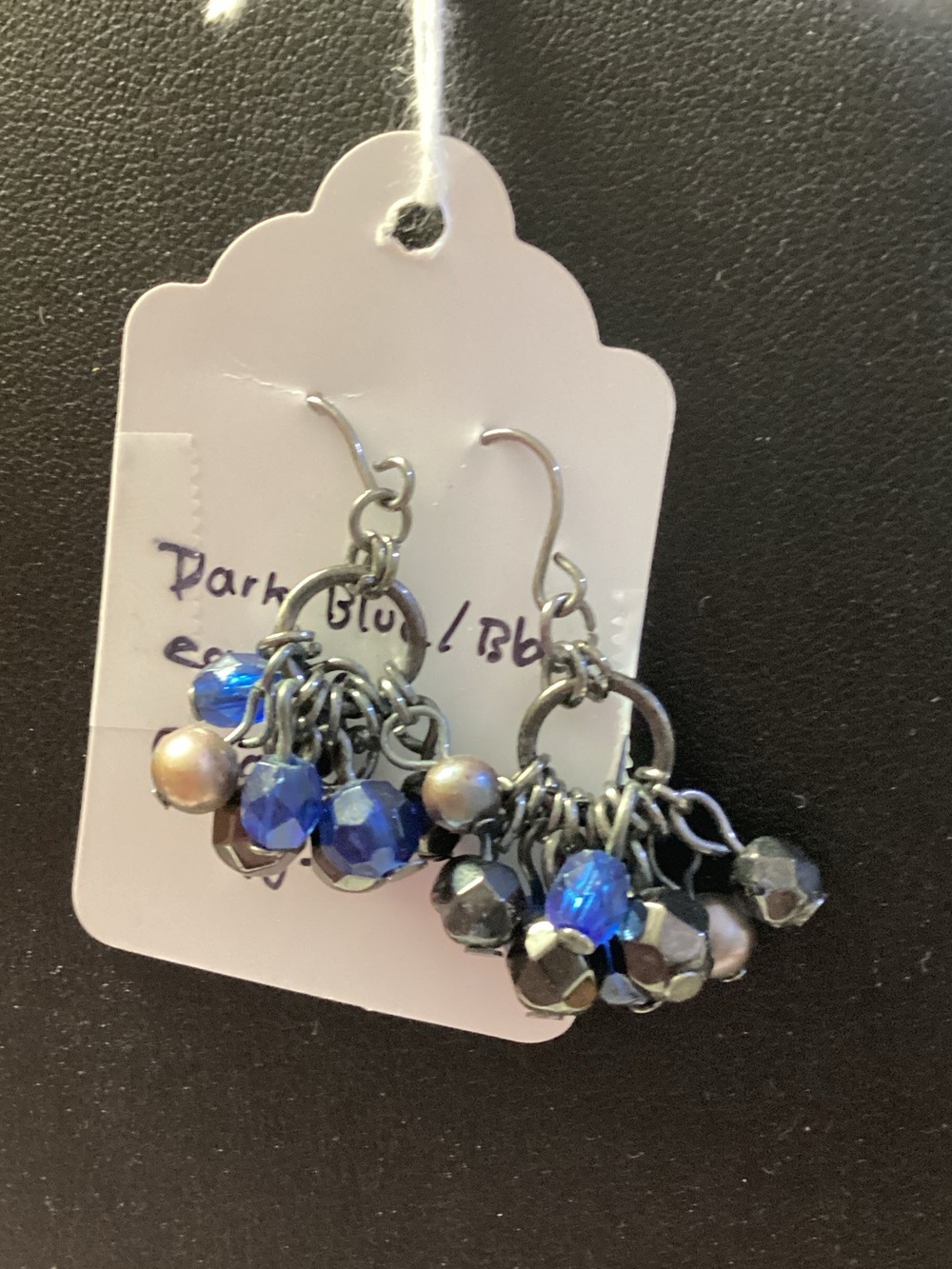 Blue Bead Cluster Dangle Earrings - Unbranded